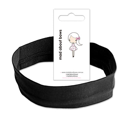Cotton Lycra Stretch Headband Black-Mad About Bows
