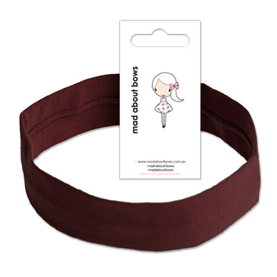 Cotton Lycra Stretch Headband Brown-Mad About Bows