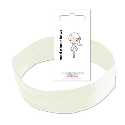 Cotton Lycra Stretch Headband Cream-Mad About Bows
