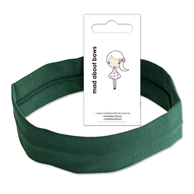 Cotton Lycra Stretch Headband Hunter Green-Mad About Bows