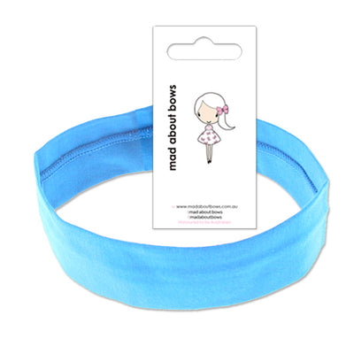 Cotton Lycra Stretch Headband Cornflower-Mad About Bows