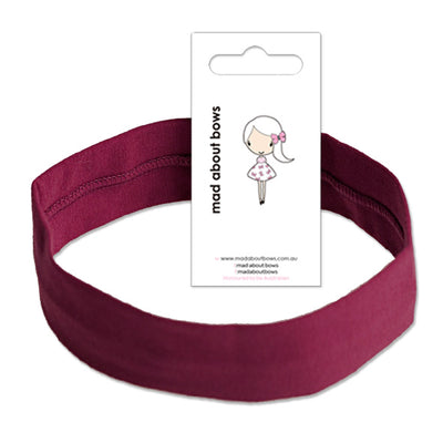 Cotton Lycra Stretch Headband Maroon-Mad About Bows