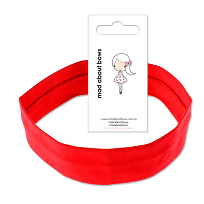Cotton Lycra Stretch Headband Red-Mad About Bows