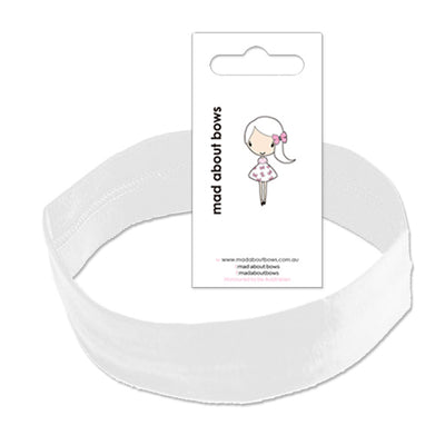 Cotton Lycra Stretch Headband White-Mad About Bows