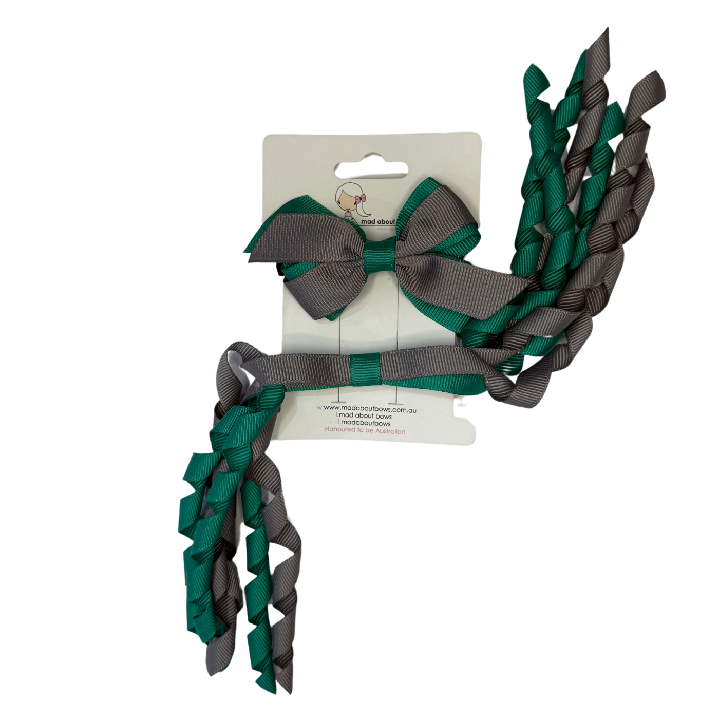 Mini Pinwheel & Korker Pack Metal Grey/Parrot Green-Mad About Bows