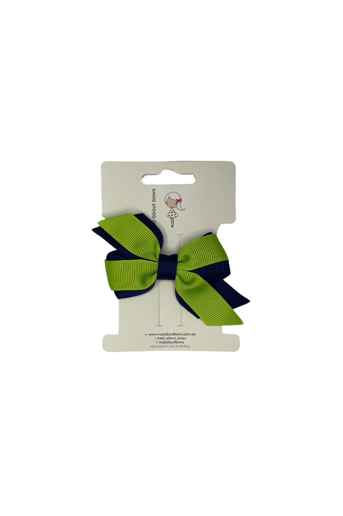 Mini Pinwheel Navy/Apple Green-Mad About Bows