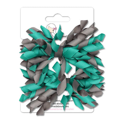 Mad Pom Twin Pack Metal Grey/Parrot Green-Mad About Bows