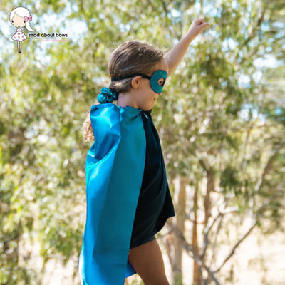 Mask and Cape Set Island Blue-Mad About Bows
