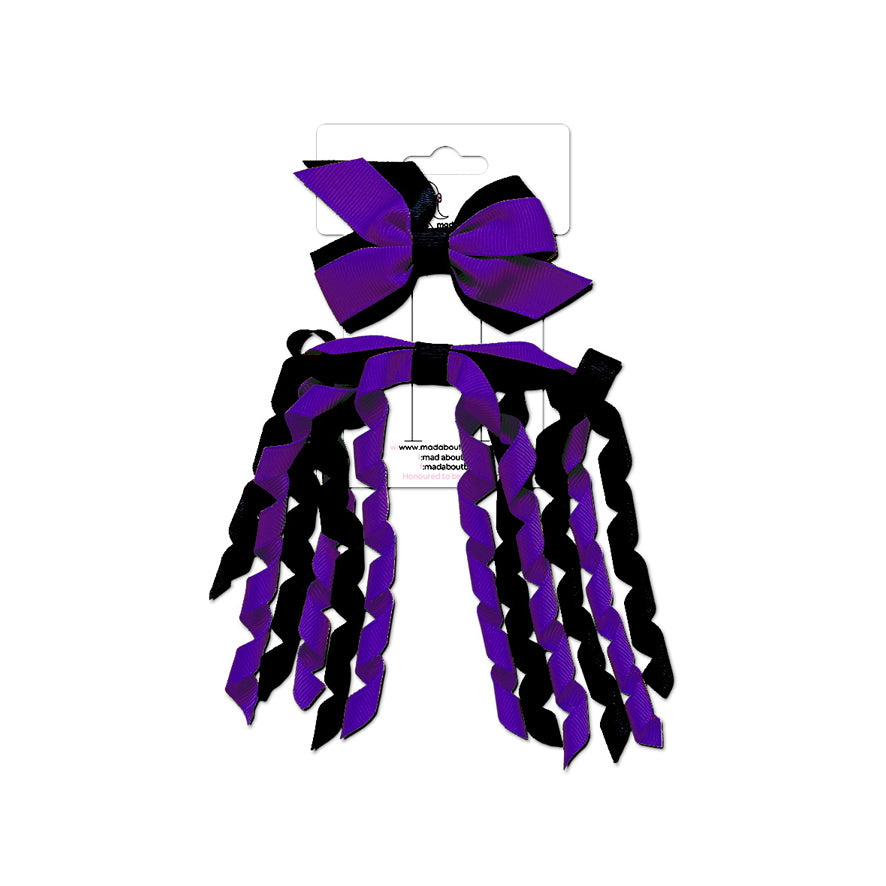 Mini Pinwheel & Korker Pack Black/Purple-Mad About Bows
