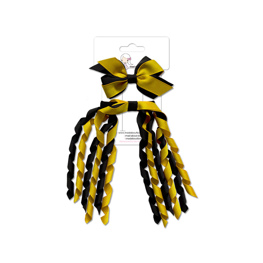 Mini Pinwheel & Korker Pack Black/Yellowgold-Mad About Bows