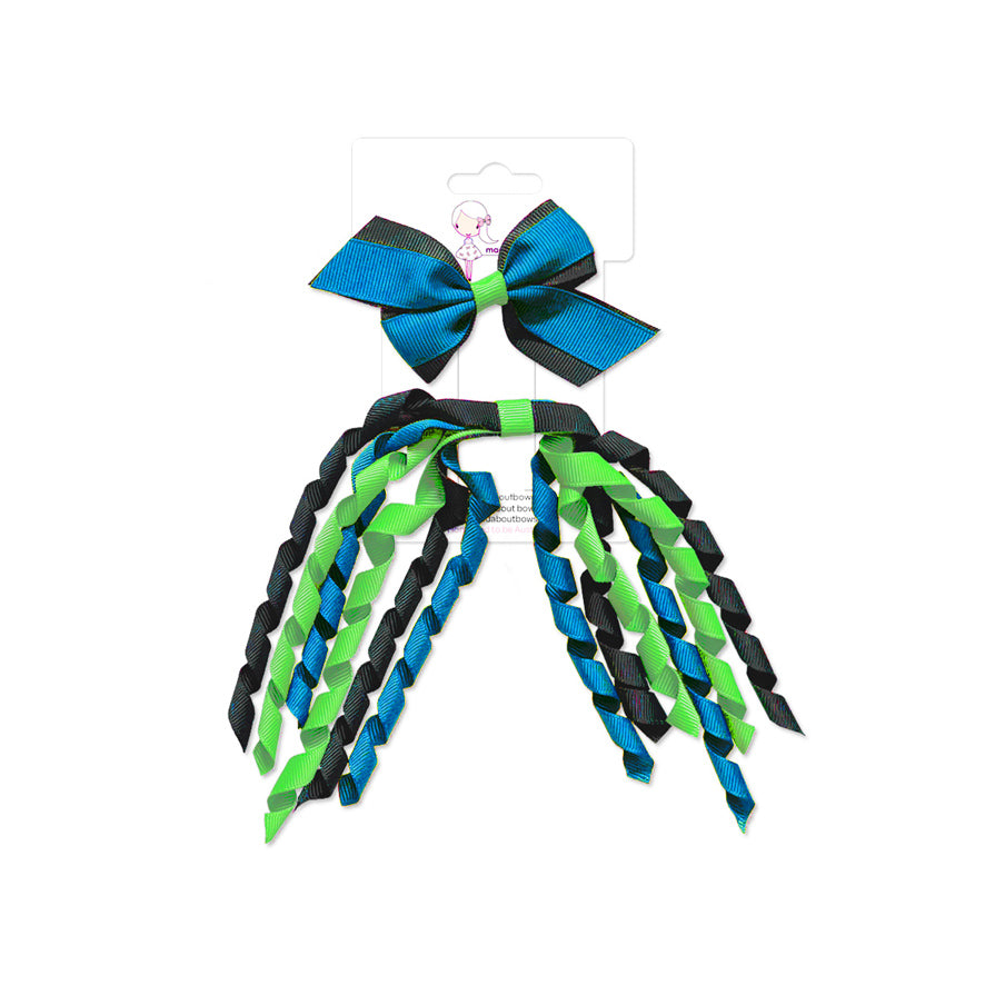 Mini Pinwheel & Korker Pack Charcoal/Island Blue/Apple Green-Mad About Bows