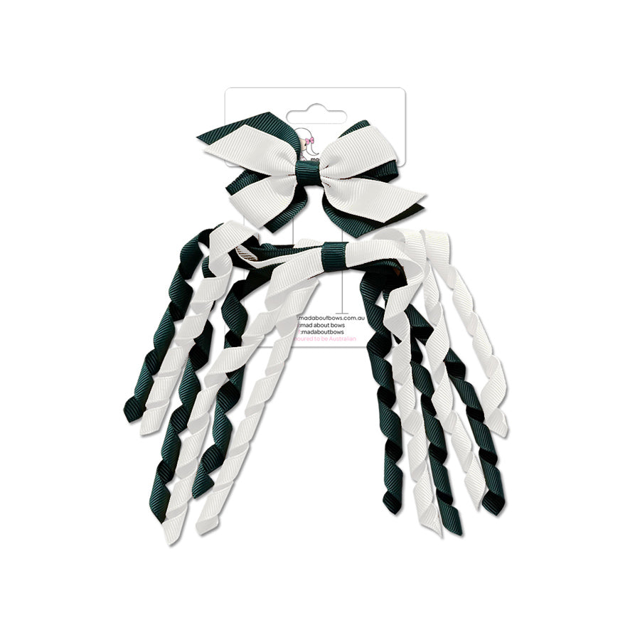 Mini Pinwheel & Korker Pack Forest Green/White-Mad About Bows