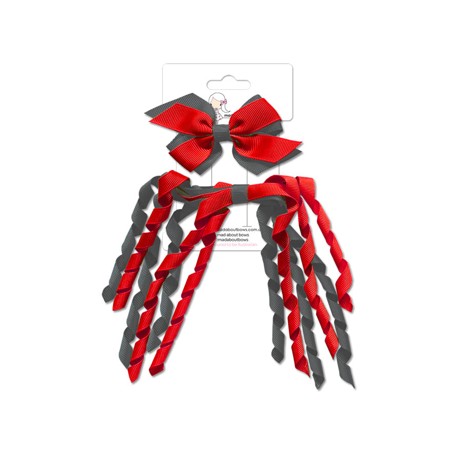 Mini Pinwheel & Korker Pack Metal Grey/Red-Mad About Bows