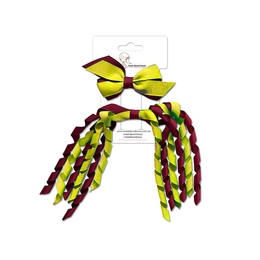 Mini Pinwheel & Korker Pack Maroon/Yellowgold-Mad About Bows
