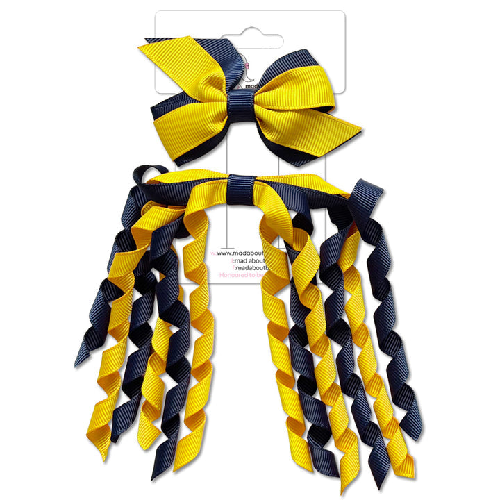 Mini Pinwheel & Korker Pack Navy/Yellowgold-Mad About Bows
