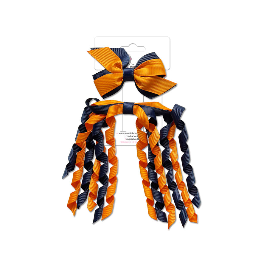 Mini Pinwheel & Korker Pack Navy/Tangerine-Mad About Bows