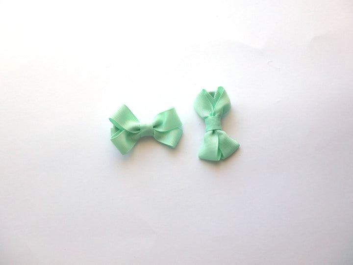 Mini Bow Clip Pair Pastel Green-Mad About Bows