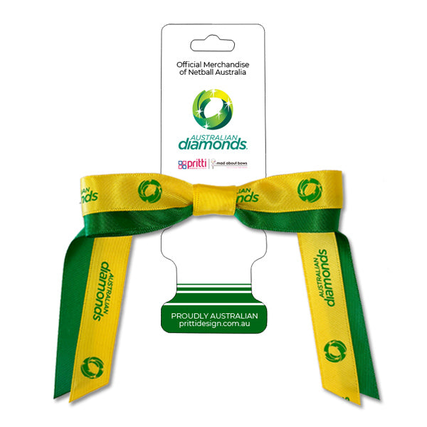 Australia Diamonds® Sports Pony Bow Green/Gold-Mad About Bows