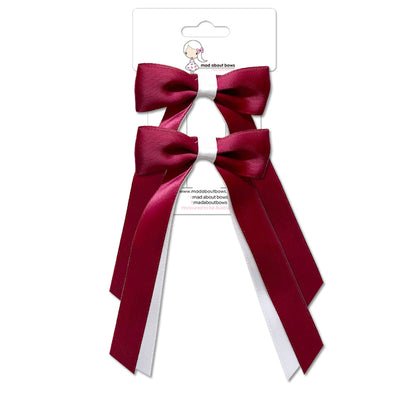 Olivia Bow Twin Pack Maroon/White-Mad About Bows