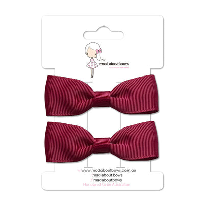 Pixie Clip Pair Maroon-Mad About Bows