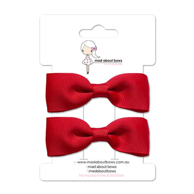 Pixie Clip Pair Red-Mad About Bows