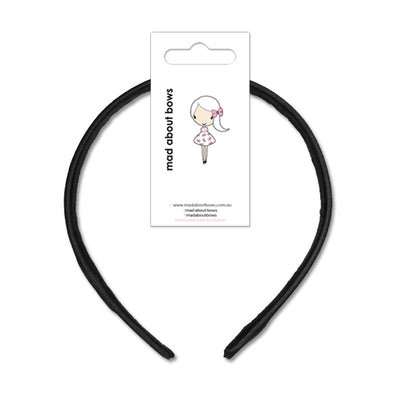 Satin Headbands Black Thin 1.5cm-Mad About Bows