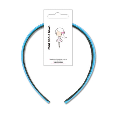 Satin Headbands French Blue Thin 1.5cm-Mad About Bows