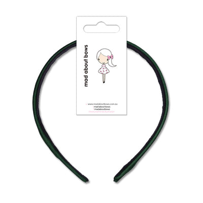 Satin Headbands Hunter Green Thin 1.5cm-Mad About Bows