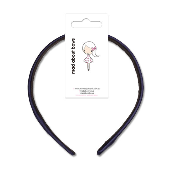 Satin Headbands Navy Thin 1.5cm-Mad About Bows