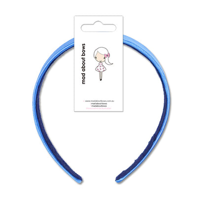 Satin Headbands French Blue Thick 3cm-Mad About Bows