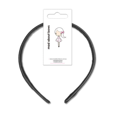 Satin Headbands Charcoal Thin 1.5cm-Mad About Bows